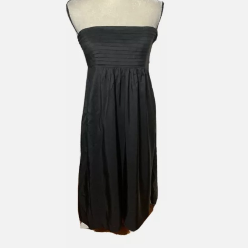 5-23 Banana Republic black silk dress strapless 6 NWT $168 midi